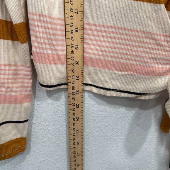 Billabong Striped Wrap Cropped Long Sleeve Top Womens M Cotton Blend Resort Boho - Picture 5 of 6